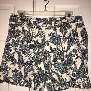 Blue and green paisley shorts LOFT brand size 4